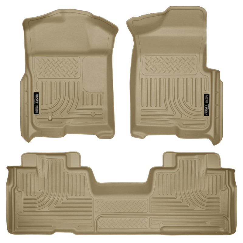 Ford F-150 Floor Liners - Front + Rear - Husky Liners - WeatherBeater - Tan - `09-`12